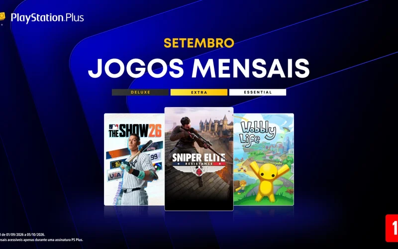 Jogos de setembro no PS Plus: Sniper Elite, MLB The Show 26 e mais