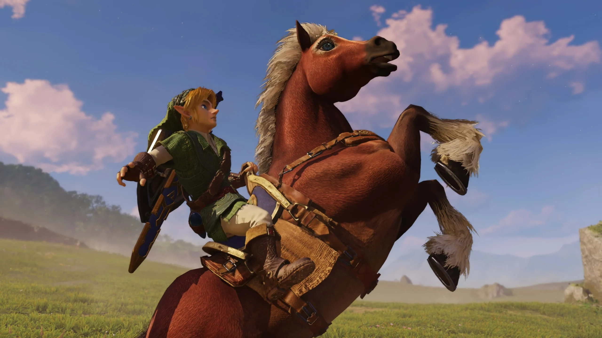 Link cavalga Epona em Ocarina of Time