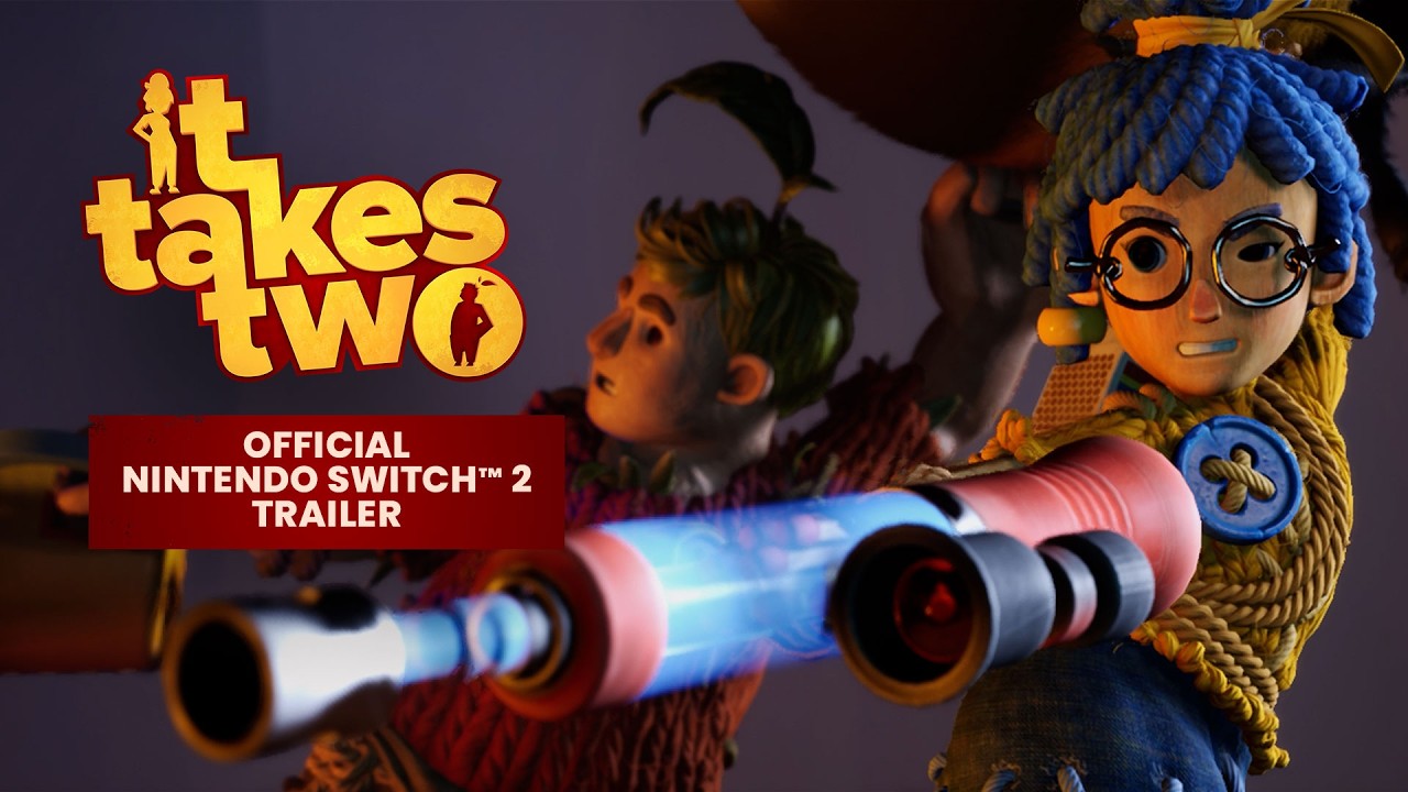 15 Jogos Imperdíveis para Co-op Local no Nintendo Switch 2 Cody e May em arte do trailer de It Takes Two para o Nintendo Switch 2