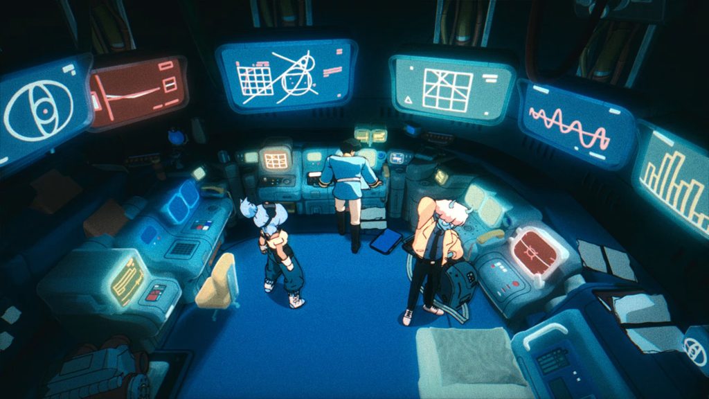 15 Jogos Imperdíveis para Co-op Local no Nintendo Switch 2 Maki e Omura, protagonistas de Orbitals, em cena do jogo